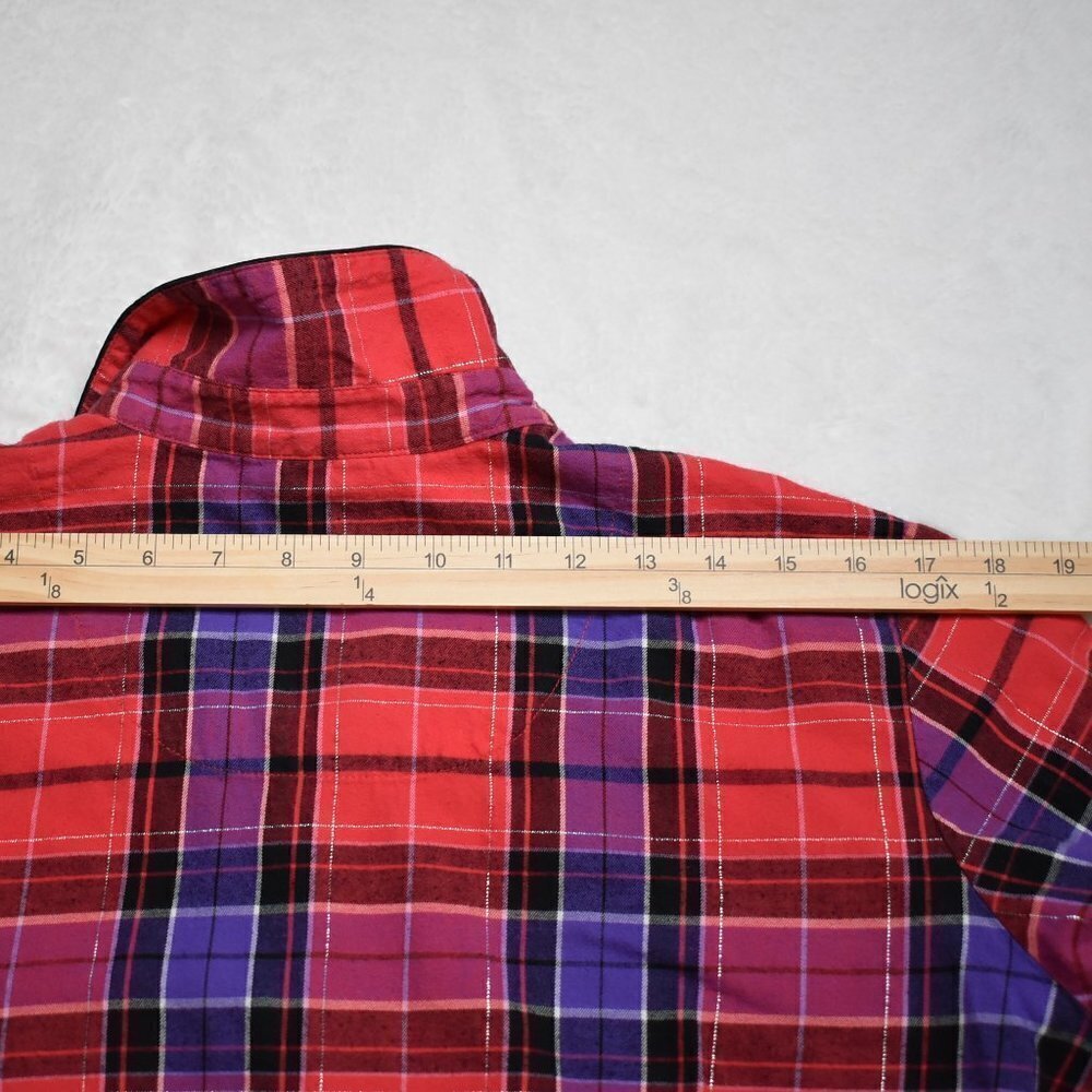 Victorias Secret Flannel Pajama Top Plaid Sz L Tunic Sleep Cabincore Western - Picture 15 of 15